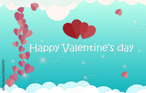 A paper card featuring a heart, sky, and clouds, with illustrations conveying love.