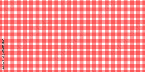 Checkered picnic plaid texture. Gingham or vichy pattern. Tablecloth, blanket, basket napkin or towel print. Italian pizzeria background. Wrapping paper or textile design. Modern