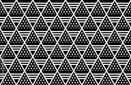 Abstract Seamless Geometric Triangles Pattern. Black and White Textured Backg...