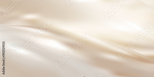 Cream silk texture with soft waves creates elegant background. Luxurious beige fabric flows gracefully, forming warm abstract patterns with gentle shadows and pearl-like sheen.
