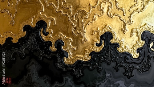 Ink gold melt pattern gradient heavy artistic background image