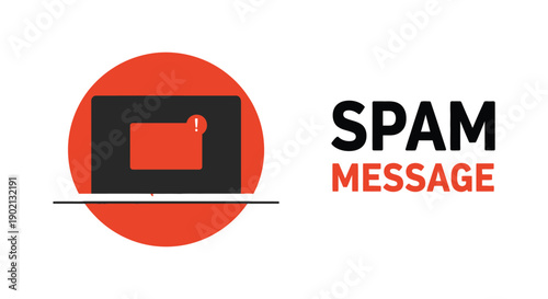 Laptop receiving unwanted spam message with notification alert on the screen display