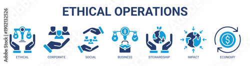 Ethical Operations web banner icon vector illustration concept with icon of ethical, corporate, social, business, stewardship, impact, and economy.