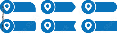 pin text tag pointer bule icon set vector illustration design collection 