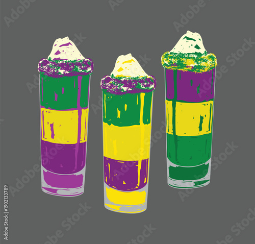 King Cake Jello Shot Mardi Gras Party Set
