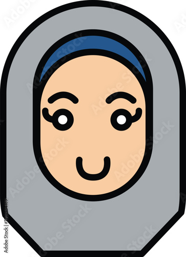 Illustration of a smiling woman wearing a hijab during Ramadhan celebration