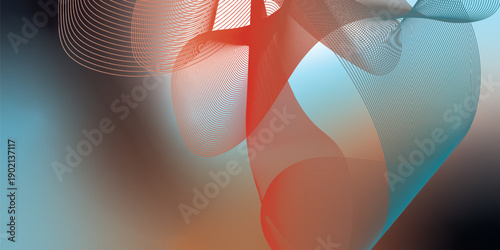 Abstract azure red and black gradient background with soft noise effect