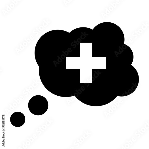 Medical cloud chat icon on transparent background. Flat vector medical cross speech bubble for telehealth apps, pharmacy support, and digital healthcare interfaces