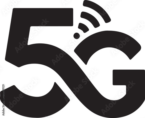 Advanced 5g network symbol with wireless signal waves