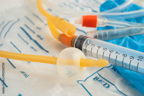 Photos Foley catheter and urine drainage bag collect urine for disability or patient in hospital