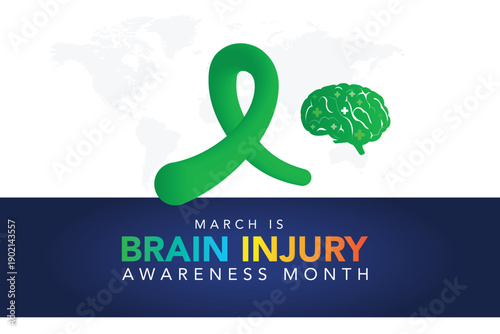 Brain injury awareness month concept with low poly brain. Wireframe low poly style. Abstract modern vector illustration on dark blue background.	