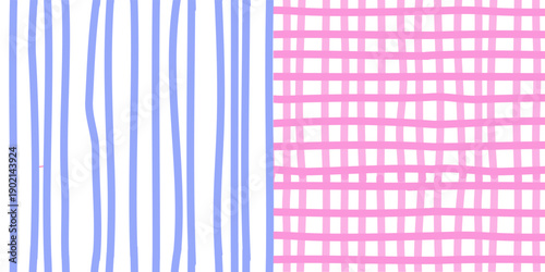Blue, pink watercolor baby stripe background, Easter pattern, childish check textile , stripe linian color
