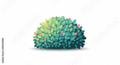 Lush green and pink foliage bush with soft, rounded leaves and subtle shading