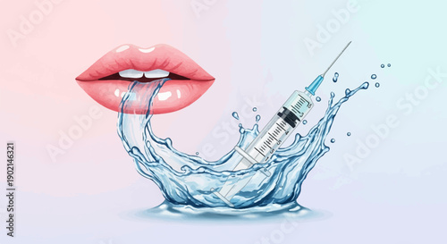 Luscious lips receive a hydration boost from a medical syringe