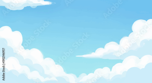 Light blue sky with fluffy white clouds