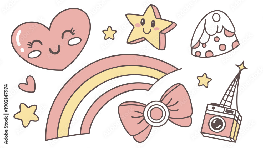 Fototapeta premium Cute Rainbow Cartoon Illustration Vector