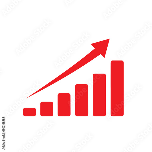 Red upward trending bar chart with an arrow clearly indicates significant financial growth and positive results. Free Download Red upward trending bar chart with an arrow clearly indicates significant financial growth and positive results. - GFXLoad
