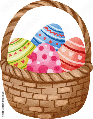 Photography watercolor easter egg basket