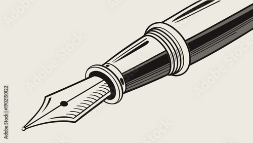 Fountain Pen Nib Minimal Line Art Vector