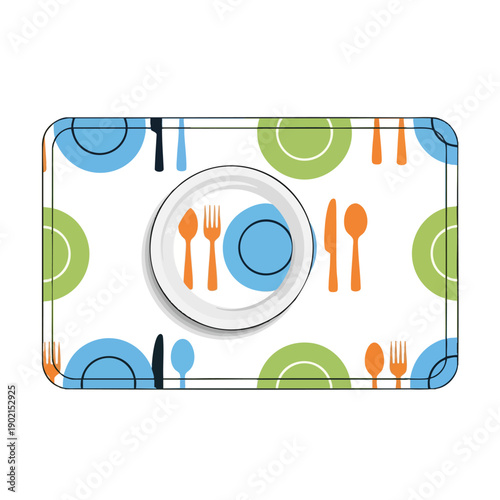 Colorful Placemat with Cutlery Pattern