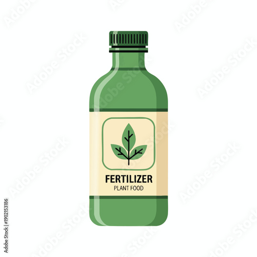 Green Fertilizer Bottle with Plant Label