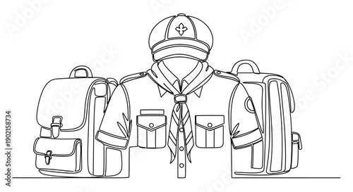 scout uniform and backpacks