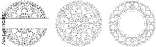 A set of floral mandalas in an ethnic oriental style. space for text