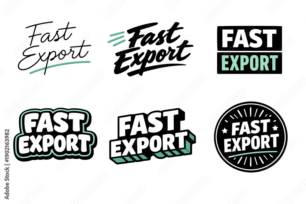 Fototapeta premium Fast export logo variations in bold and stylish designs