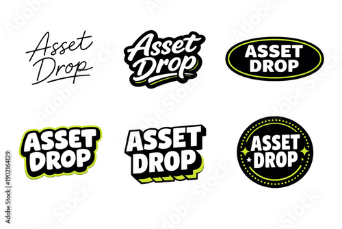 Creative asset drop logos collection in various styles and color variants