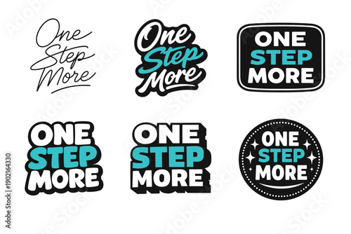 One step more typography set with varied styles and bold colors