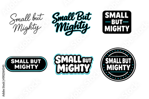 Variety of 'small but mighty' typography designs in black and teal