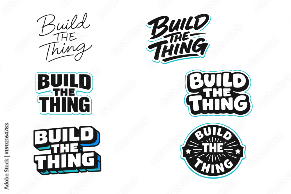 Obraz premium Diverse typography styles for 'build the thing' design