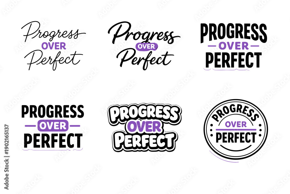 Naklejka premium Progress over perfect typography set in various styles and colors