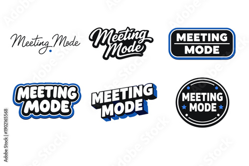Creative meeting mode logos in various typography styles