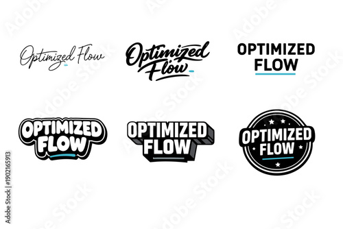 Optimized flow logo designs in various typography styles
