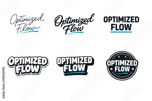 Optimized flow logo variations in different fonts and styles