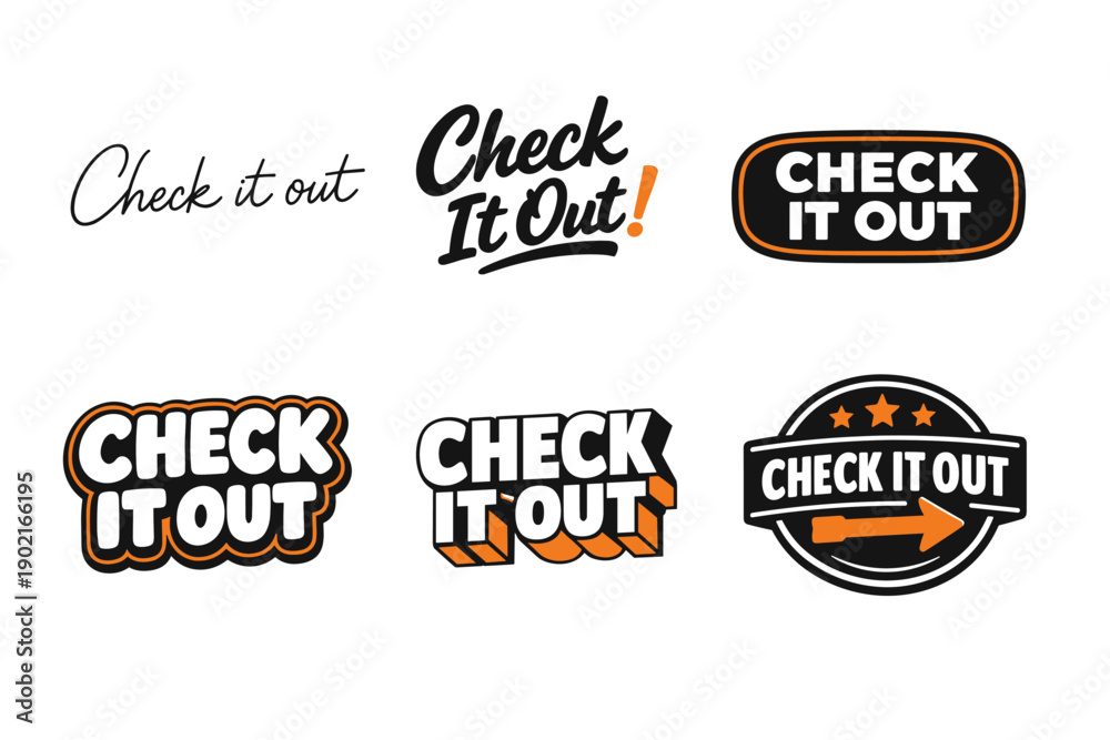 Obraz premium Check it out text designs in various bold and stylish fonts