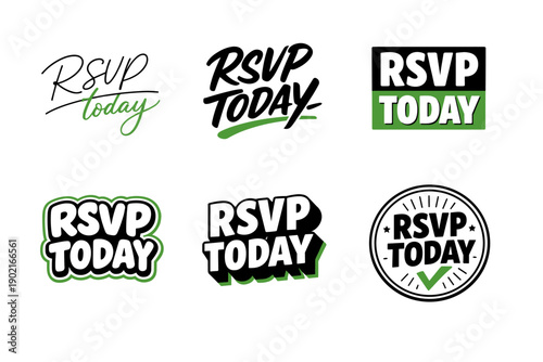 Rsvp today: bold and modern logo designs in green and black styles
