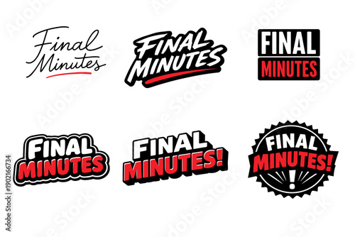 Variety of bold and stylish 'final minutes' text logos