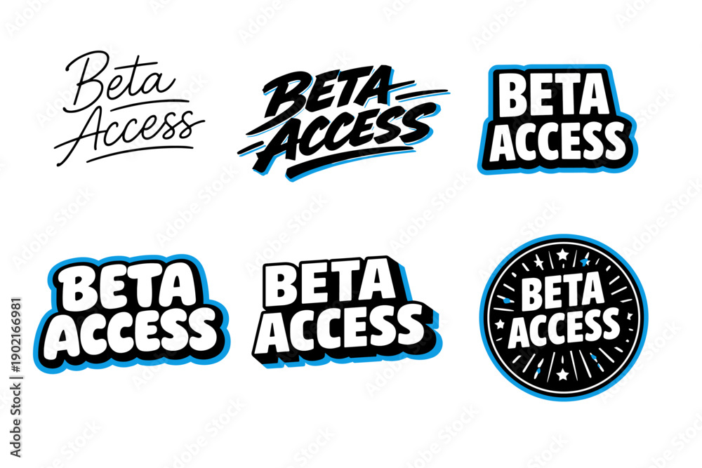 Obraz premium Collection of bold and creative 'beta access' typography designs