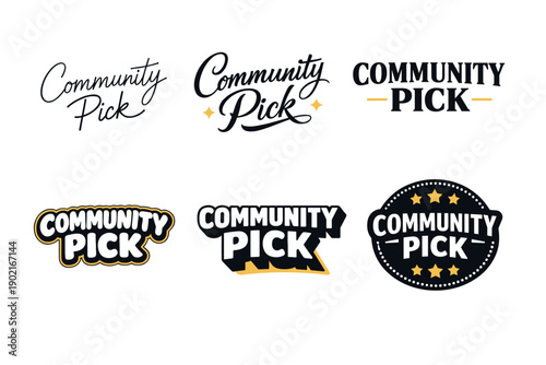 Community pick logo variations in different fonts and styles