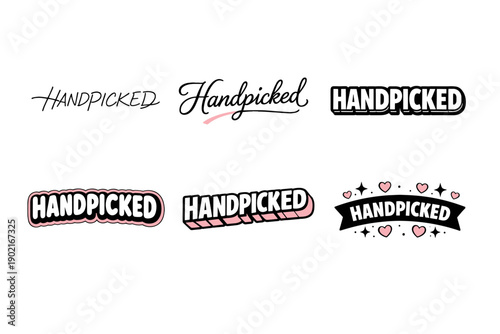 Creative handpicked text designs with heart and star accents