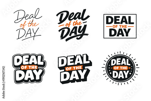 Deal of the day logos in various bold typography styles