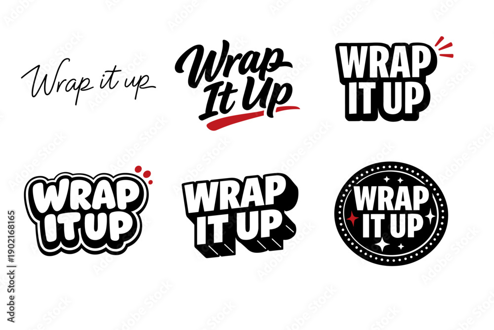 Obraz premium Wrap it up text styles collection: diverse design variations for branding