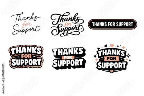 Thanks for support: creative typography designs in various styles