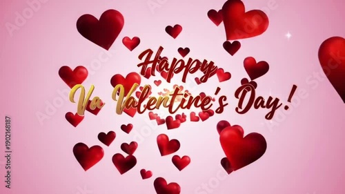 Happy valentines day text with hearts