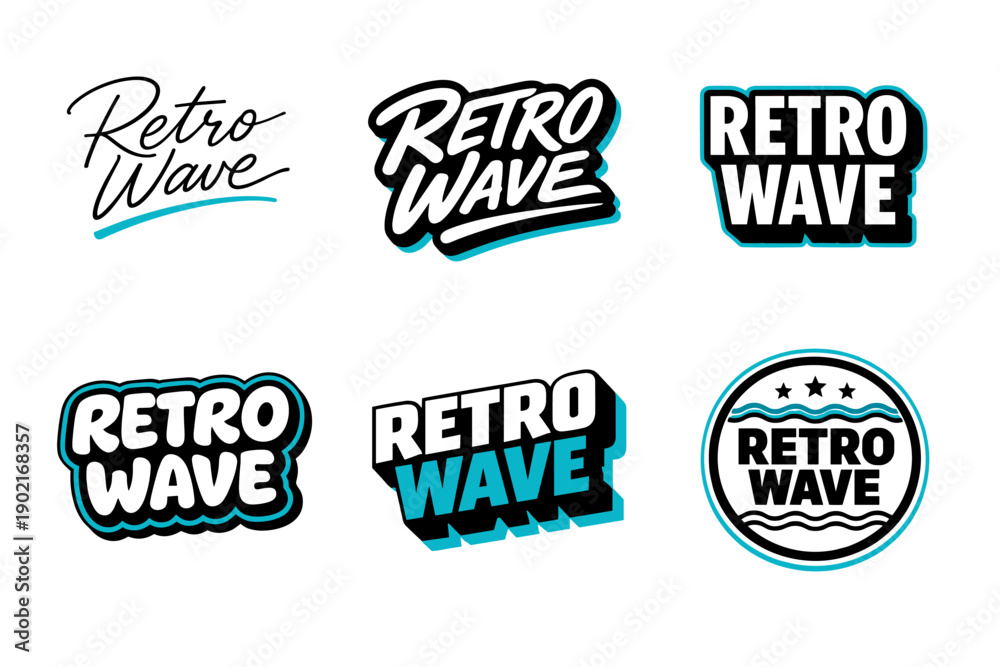 Obraz premium Retro wave logo designs in various styles