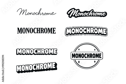Monochrome text styles collection in various fonts and designs