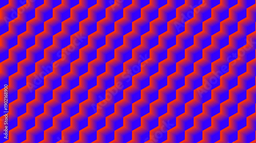 Abstract Seamless Geometric Pattern with Blue and Red Gradient Zigzag Shapes