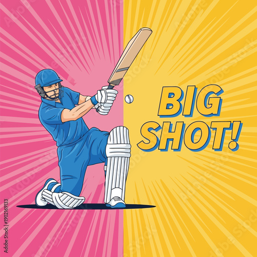 A cricket player hits a big shot